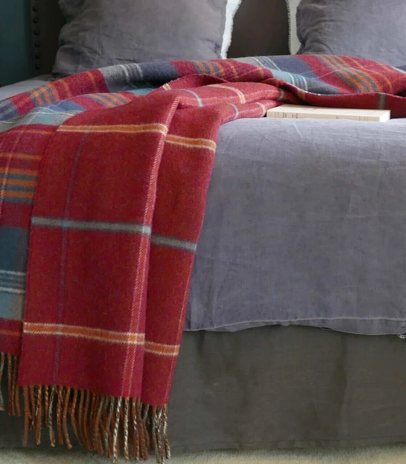 Plaid Laine Écossais Scottish Heritage Luxe Rouge et Bleu 140 X 190 cm