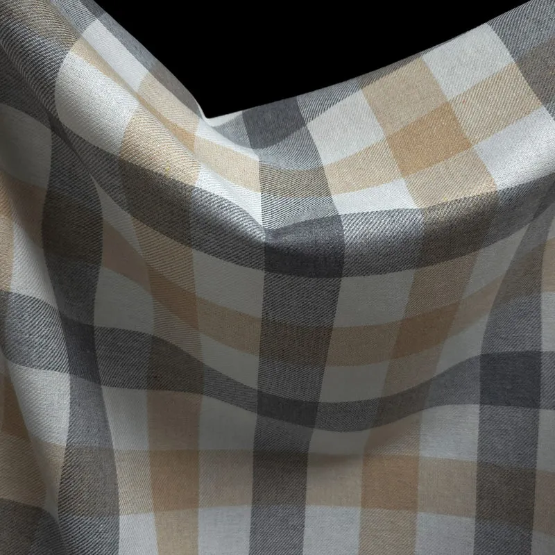 Flanelle de Coton Légère | Carreaux Beige & Gris