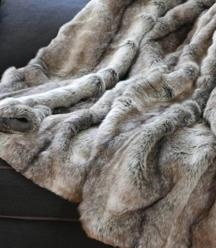 Plaid Fausse Fourrure Gris 150 X 170 cm
