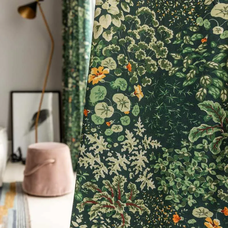 Rideau à œillets Occultant Végétal Vert Frais 140 x240 cm