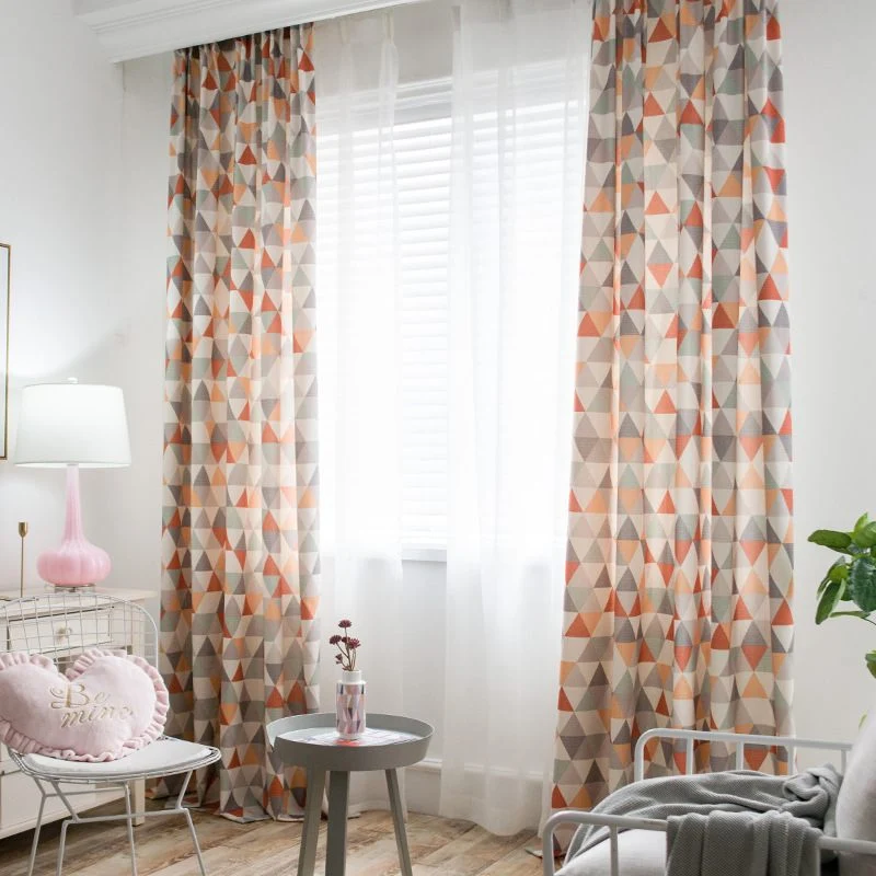 Rideau Tamisant Scandinave Motif Triangle Orange 140 x 260 cm