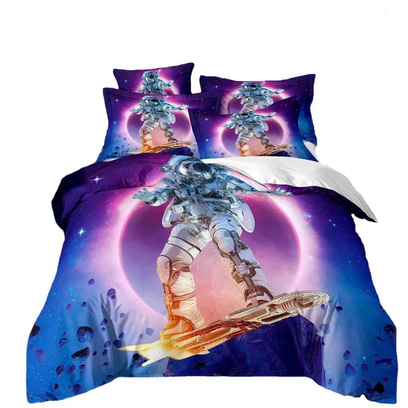 Housse de Couette et Deux Taies 3D Cosmonaute 240 cm