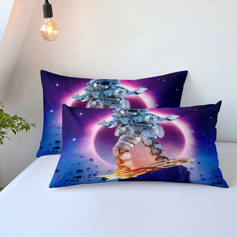 Housse de Couette et Deux Taies 3D Cosmonaute 240 cm