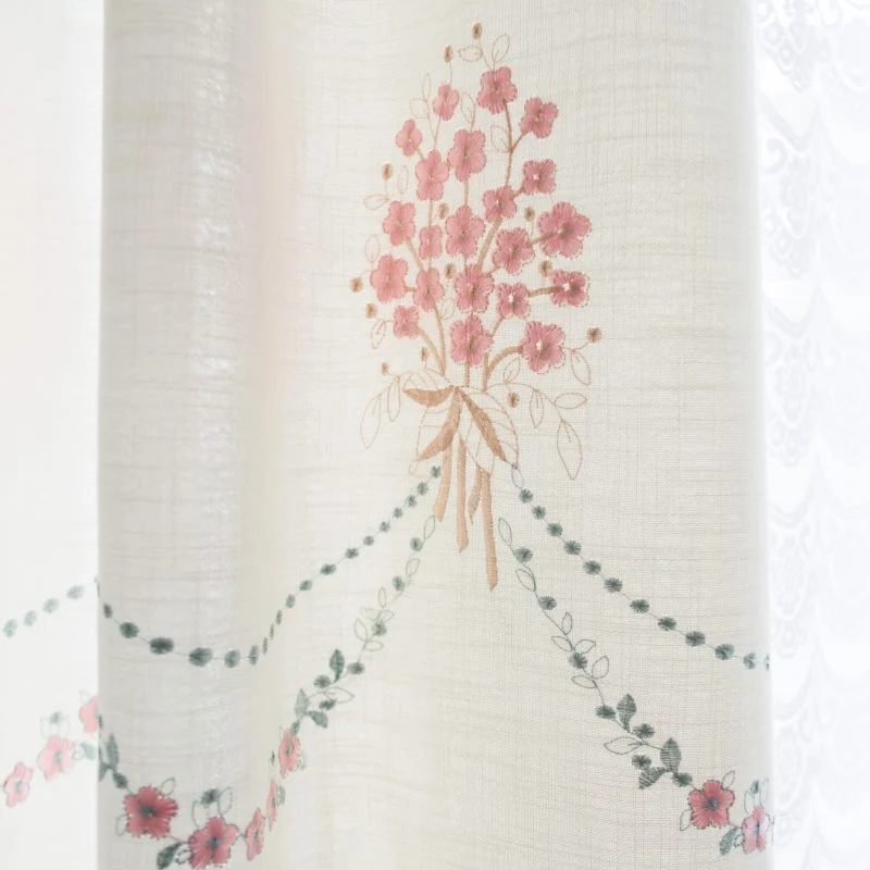 Rideau à œillets Fleuri Bordée Blanc 140 x 240cm