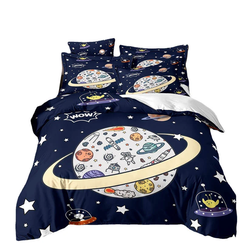 Housse de Couette et Deux Taies 3D Cosmos Planêtes 240cm