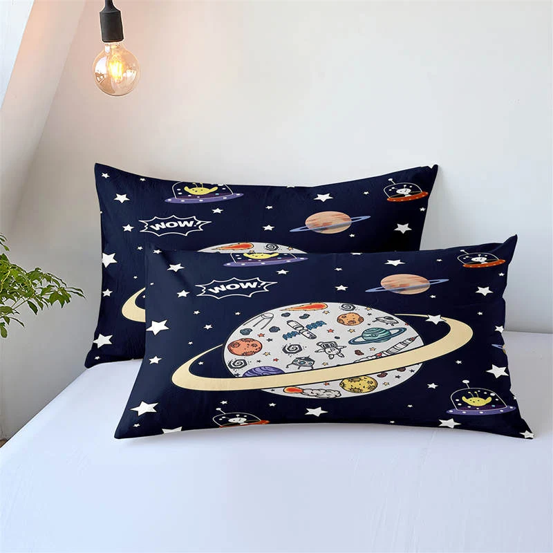 Housse de Couette et Deux Taies 3D Cosmos Planêtes 240cm
