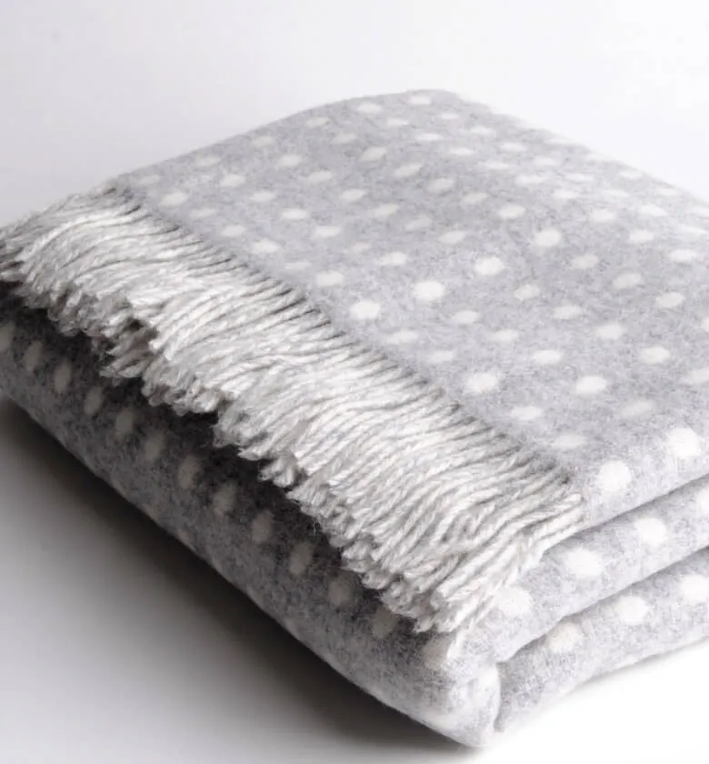 Plaid Mérinos Gris à Pois