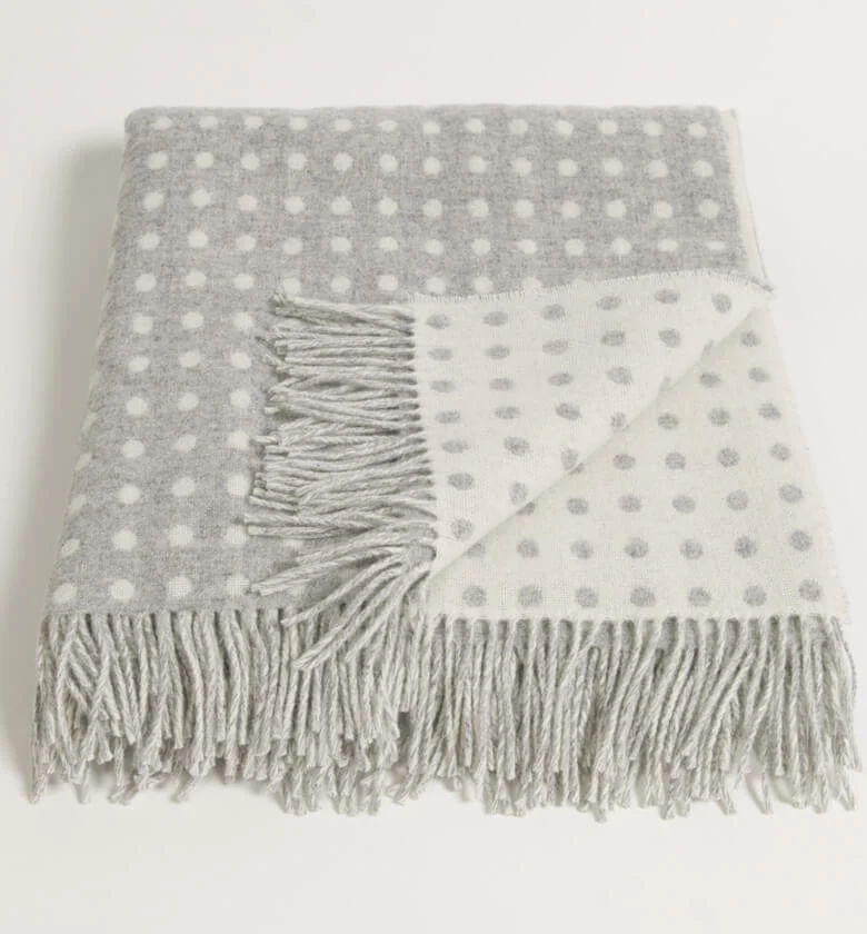 Plaid Mérinos Gris à Pois