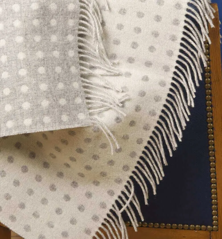 Plaid Mérinos Gris à Pois