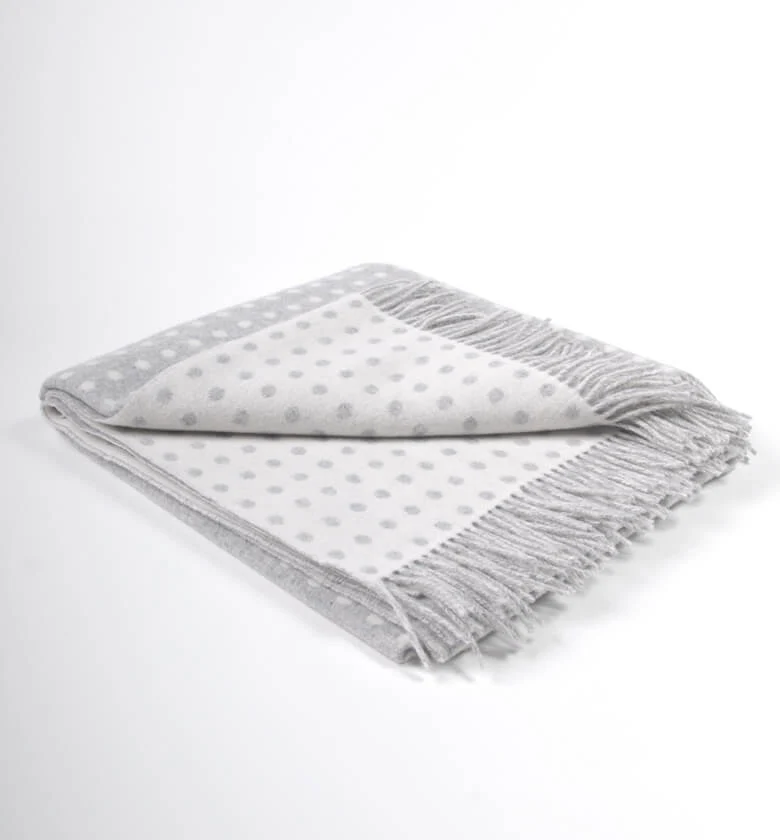 Plaid Mérinos Gris à Pois