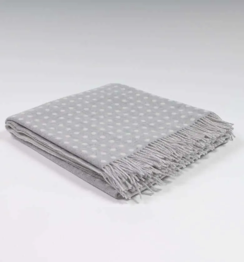 Plaid Mérinos Gris à Pois