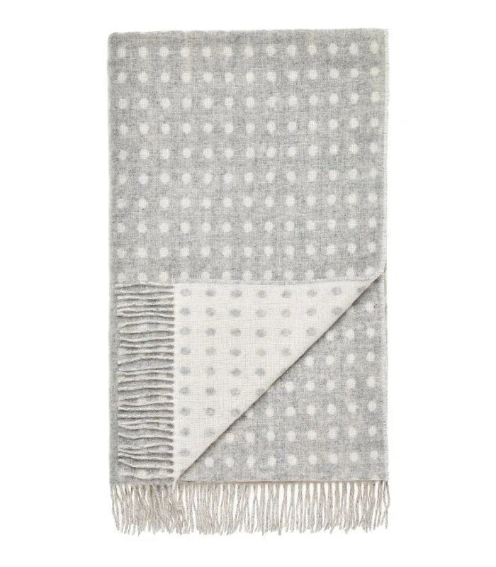 Plaid Mérinos Gris à Pois