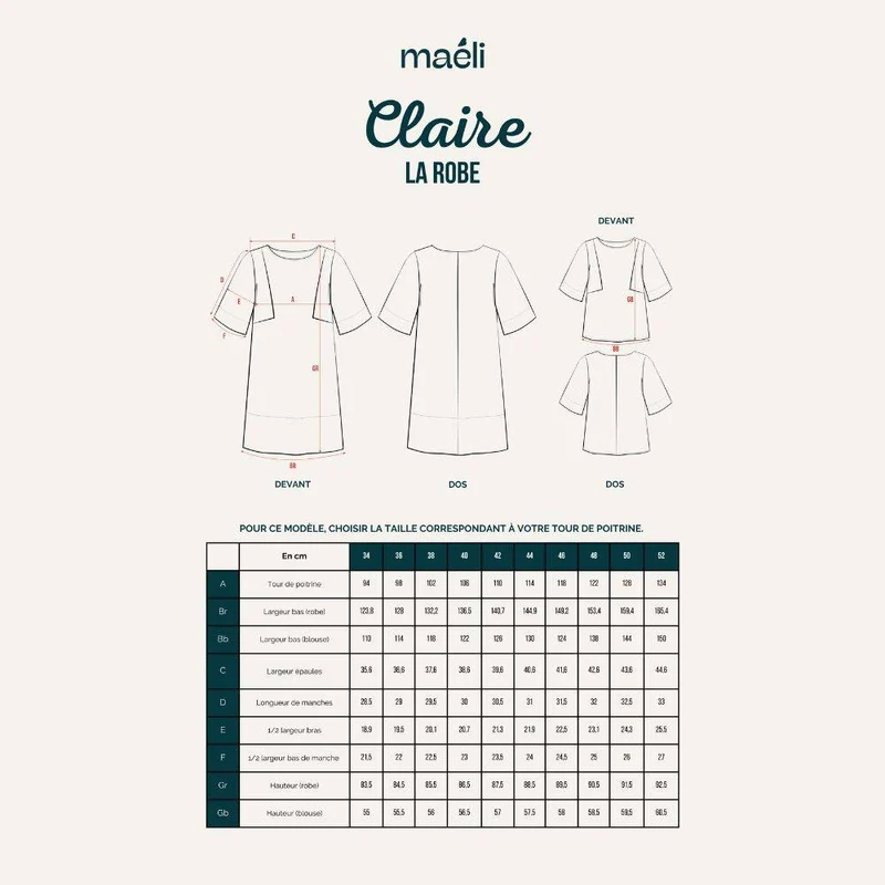 PATRON DE COUTURE PDF | Robe & Blouse Claire | Maéli Paris | BILINGUE (FR / EN)