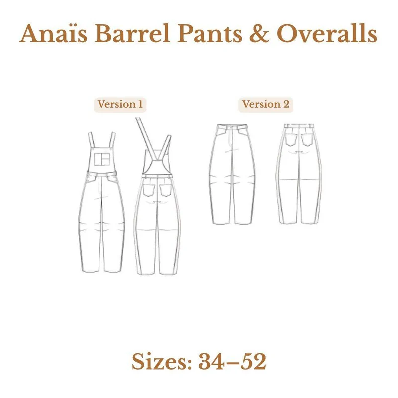 PATRON DE COUTURE PDF | Pantalon & Salopette Anaïs Barrel | Maéli Paris | BILINGUE (FR / EN)