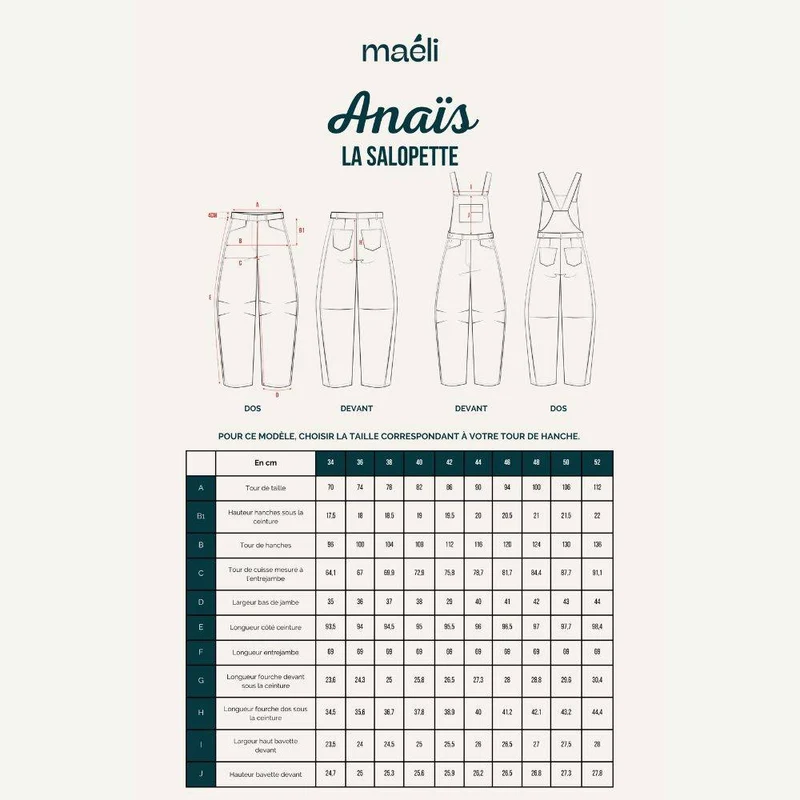 PATRON DE COUTURE PDF | Pantalon & Salopette Anaïs Barrel | Maéli Paris | BILINGUE (FR / EN)