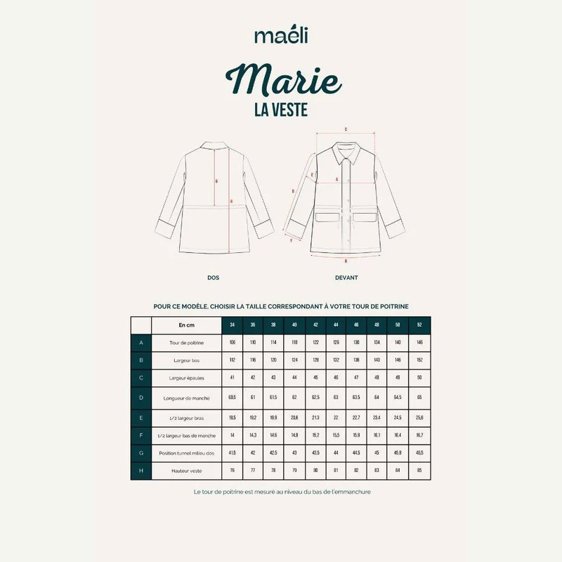 PATRON DE COUTURE PDF | Veste Marie Barn | Maéli Paris | FRANÇAIS SEULEMENT