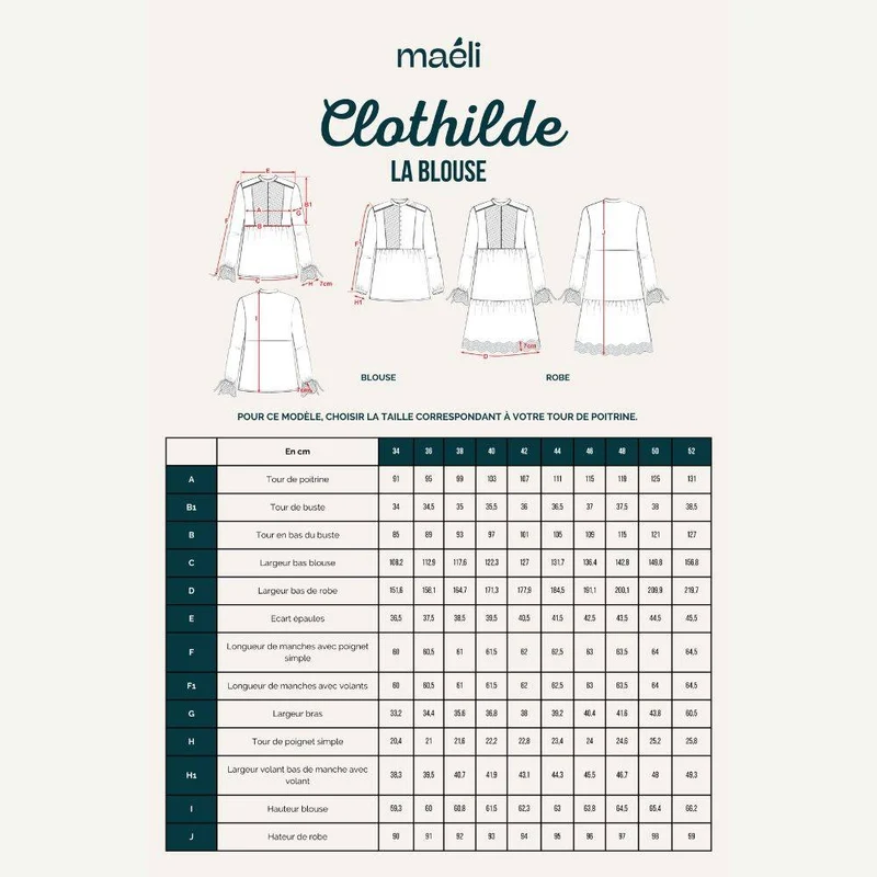 PATRON DE COUTURE PDF | Blouse & Robe Clotilde | Maéli Paris | BILINGUE (FR / EN)