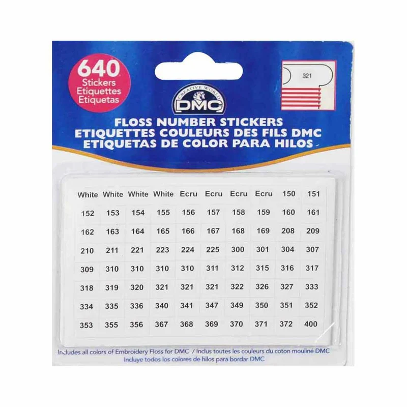 Autocollants de numéros pour fils DMC | 640 étiquettes pour fils à broder