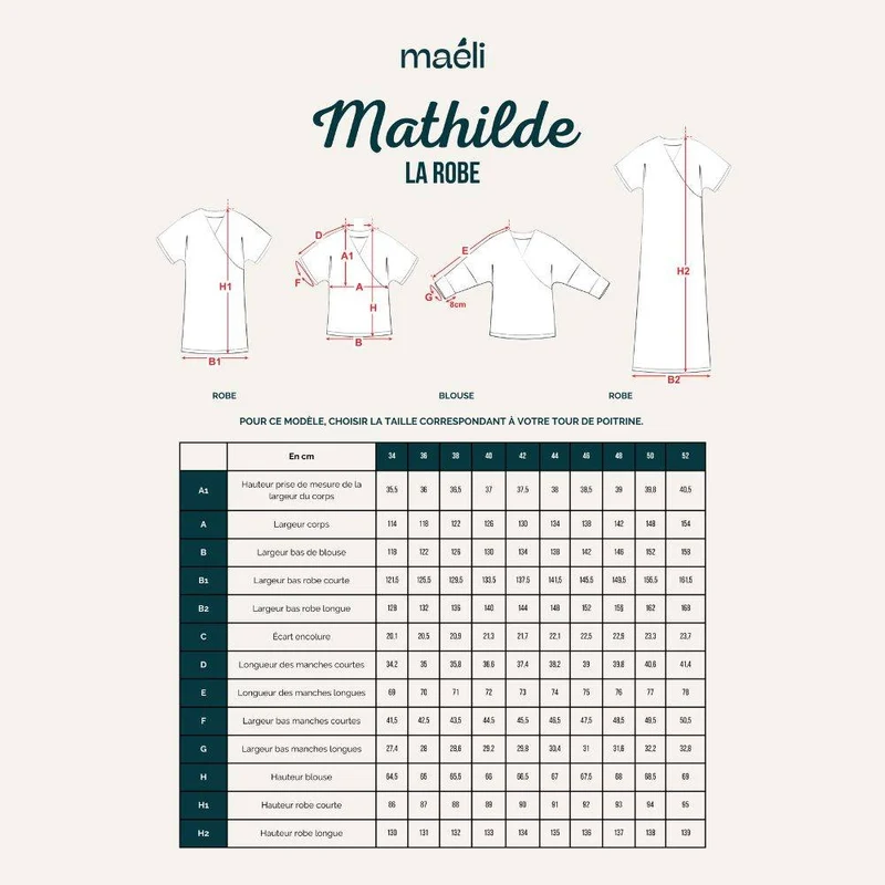 PATRON DE COUTURE PDF | Blouse & Robe Kimono Mathilde | Maéli Paris | FRANÇAIS SEULEMENT