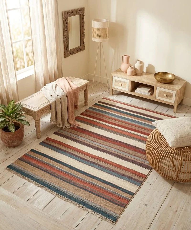Tappeto Moderno Kilim Hippie Multicolor