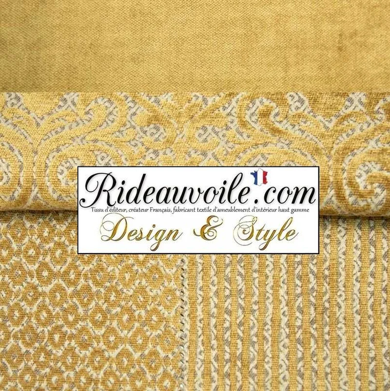 Jacquard Velours chenille jaune or tissu ameublement Intérieur Architecte sur mesure