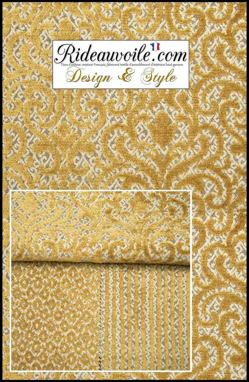 Rideau Velours chenille jaune or mètre rideau tissu ameublement confection tapissier
