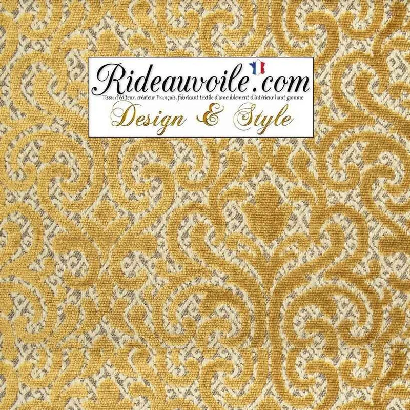 Jacquard Velours chenille jaune or tissu ameublement Intérieur Architecte sur mesure