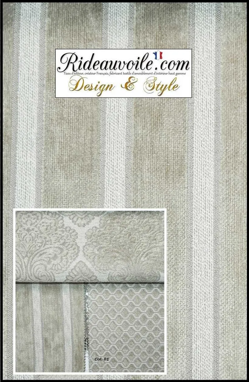 Velours chenille blanc au mètre rideau tissu ameublement confection rideau