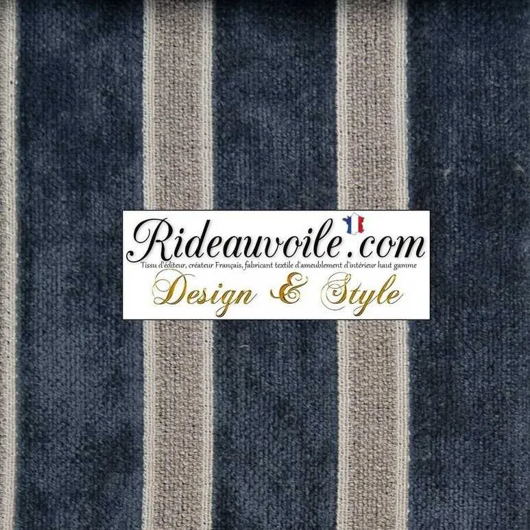 Boutique Tissu d'ameublement intérieur jacquard Velours chenille bleu mètre rideau
