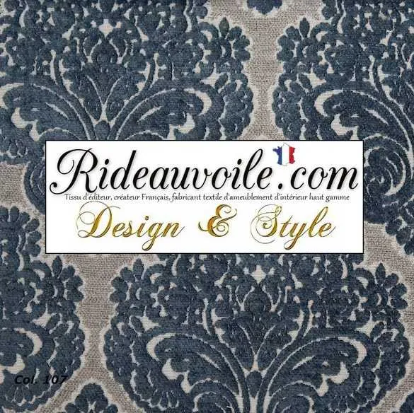 Jacquard Velours chenille bleu mètre Architecte d'intérieur designer Résidence