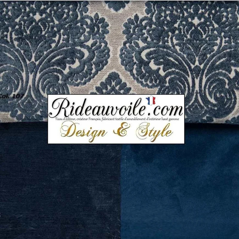 Jacquard Velours chenille bleu mètre Architecte d'intérieur designer Résidence