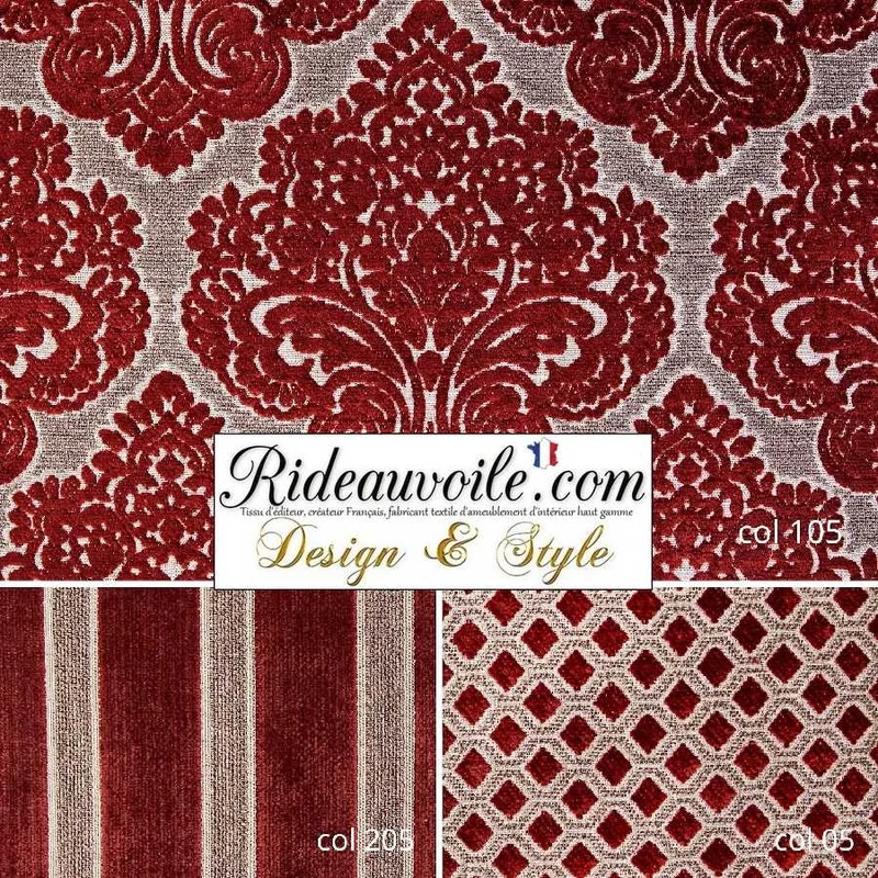 Artisan Tapissier Ameublement décoration Jacquard Velours chenille rouge