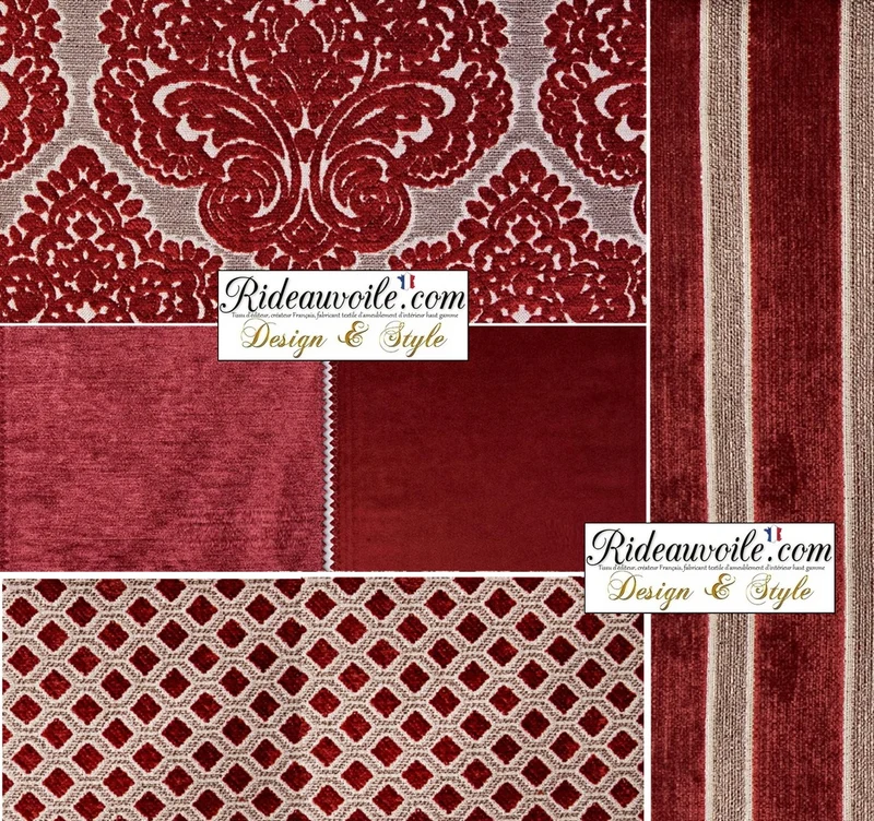 Artisan Tapissier Ameublement décoration Jacquard Velours chenille rouge