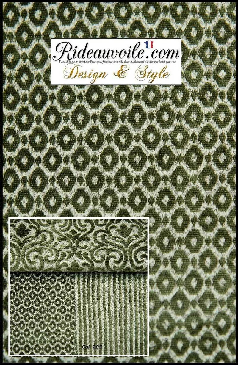 Damasco tissu ameublement d'intérieur Jacquard velours chenille vert mètre