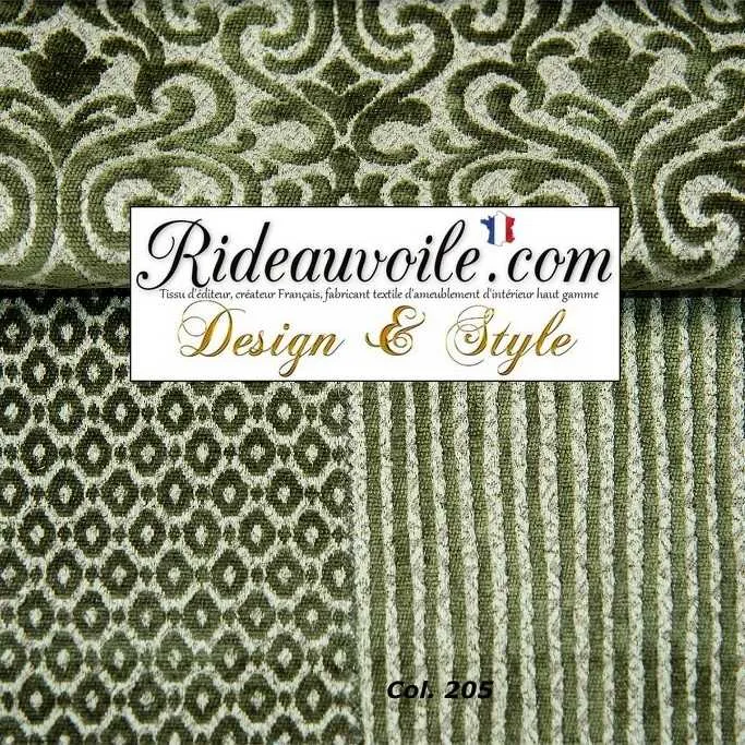 Damasco tissu ameublement d'intérieur Jacquard velours chenille vert mètre