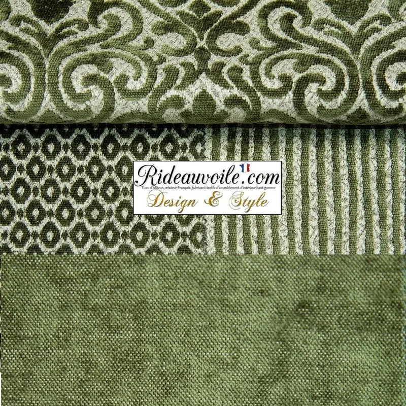 Damasco tissu ameublement d'intérieur Jacquard velours chenille vert mètre