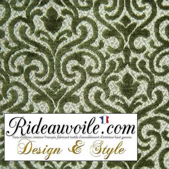 Damasco tissu ameublement Jacquard Baroque velours chenille vert mètre