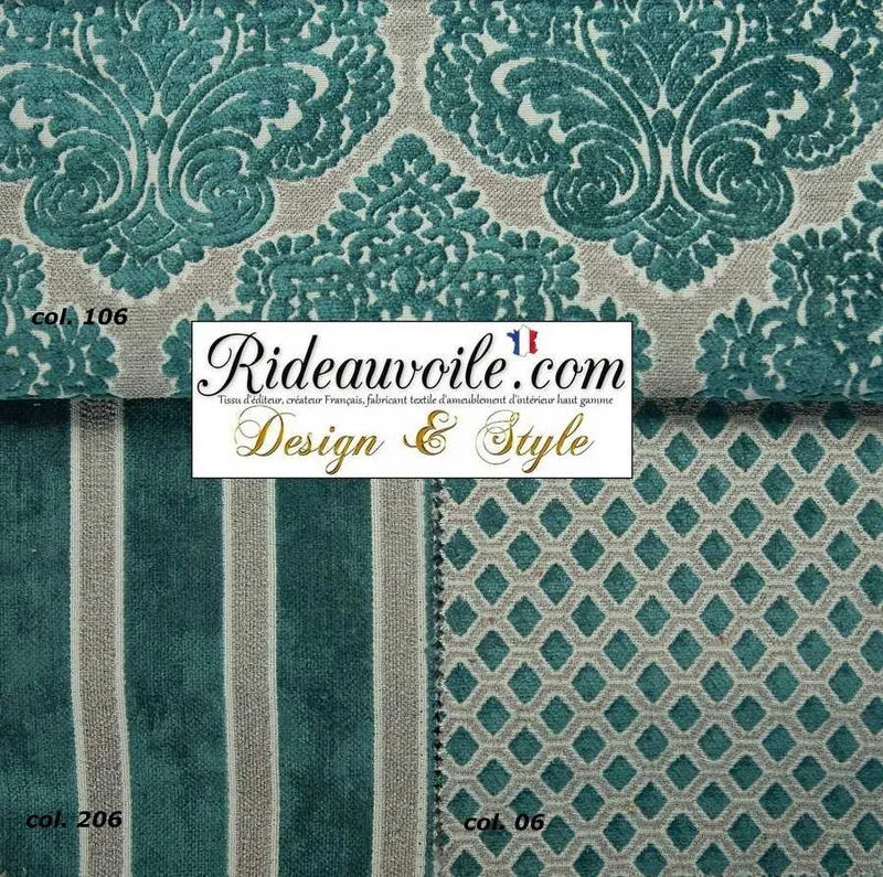 Damasco ameublement tissu Jacquard haut gamme Baroque velours vert mètre