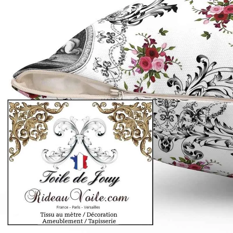 Décoration textile d'ameublement motif imprimé floral Toile de Jouy tissu rideau