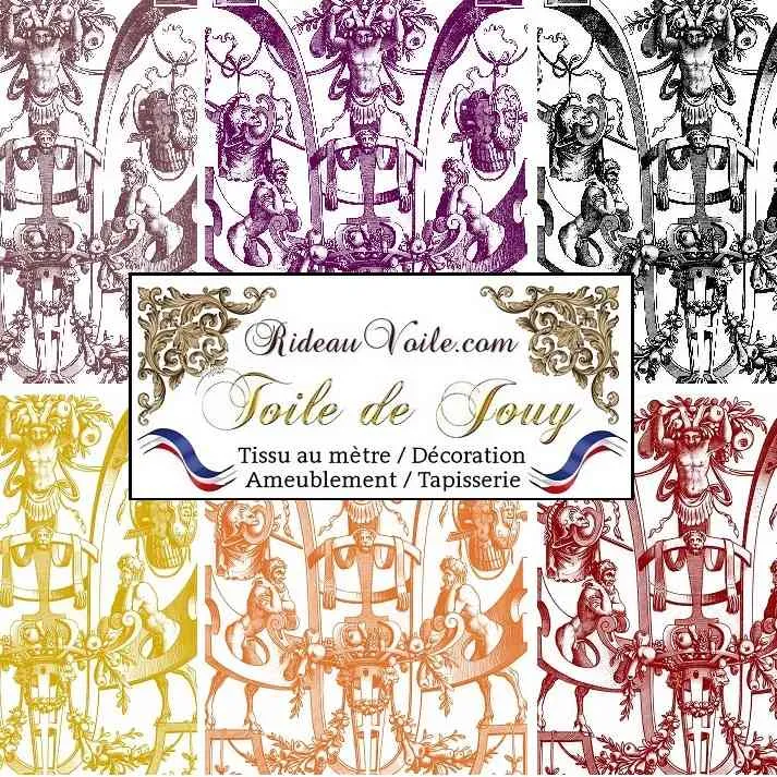 Décoration motif imprimé Toile de Jouy tissu tapisserie vert ameublement mètre