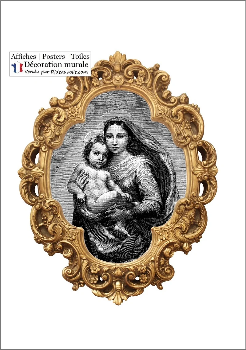 Affiche murale décorative chrétienne liturgique catholique Vierge Marie Madone