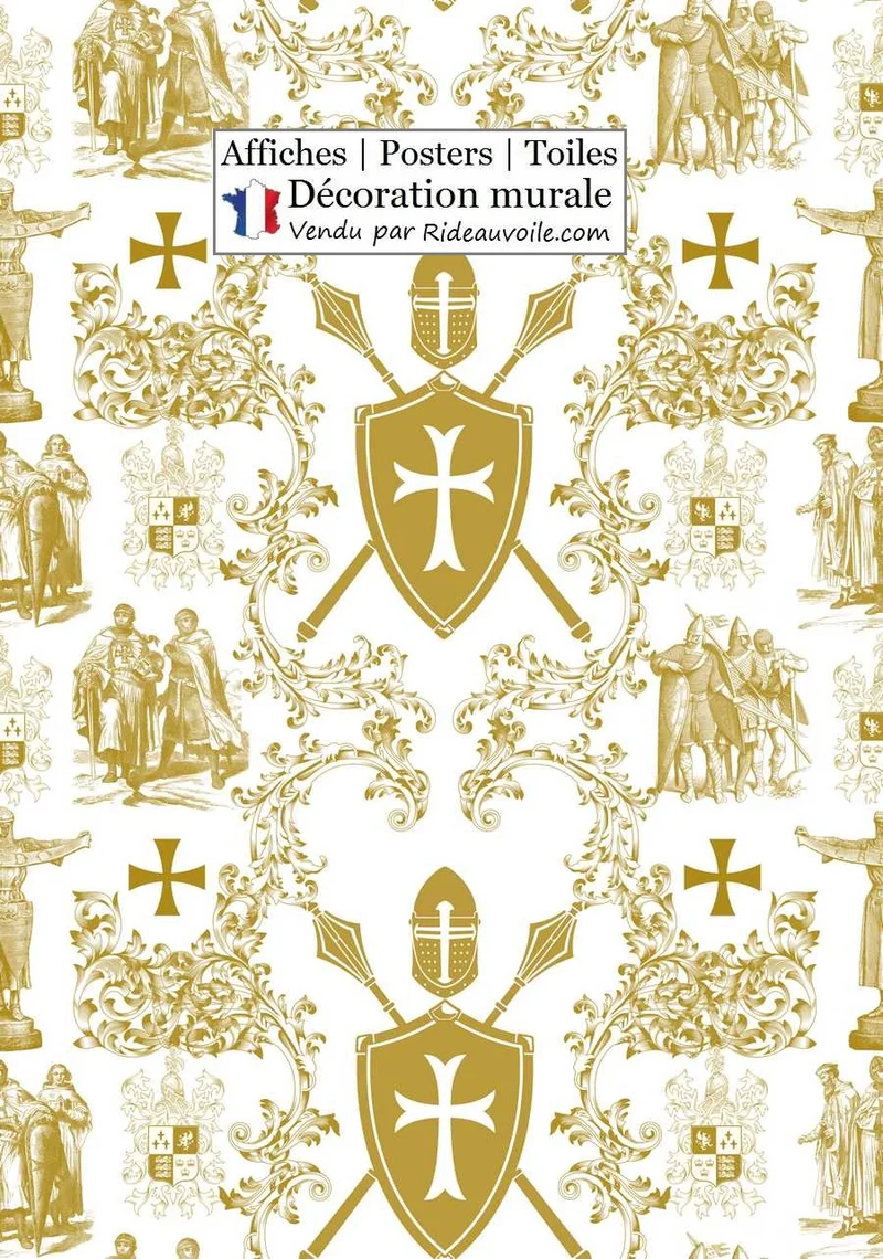 Affiche poster papier décoration Toile murale motif imprimé Médiéval Ordre Templier
