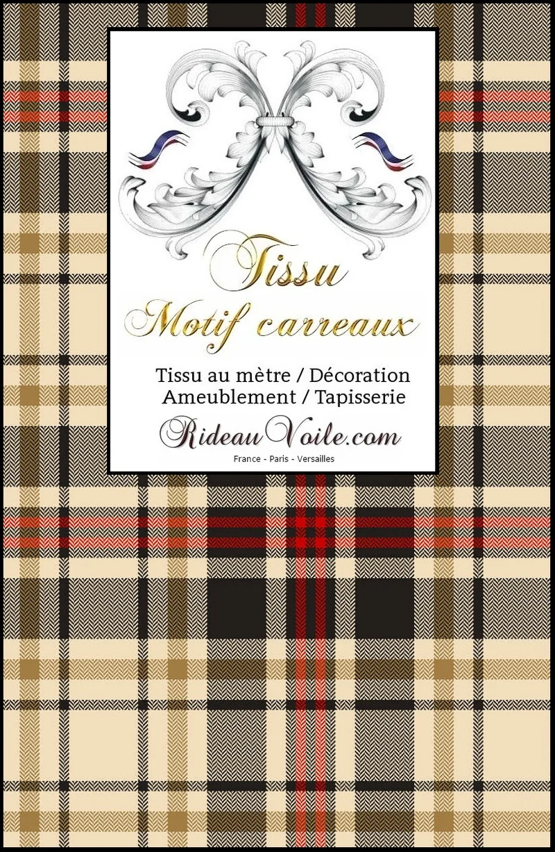 Studio architecte décorateur d'intérieur | Velours tissu carreaux tartan marron