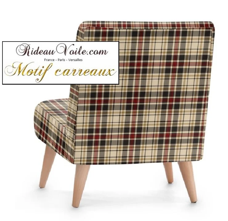Studio architecte décorateur d'intérieur | Velours tissu carreaux tartan marron