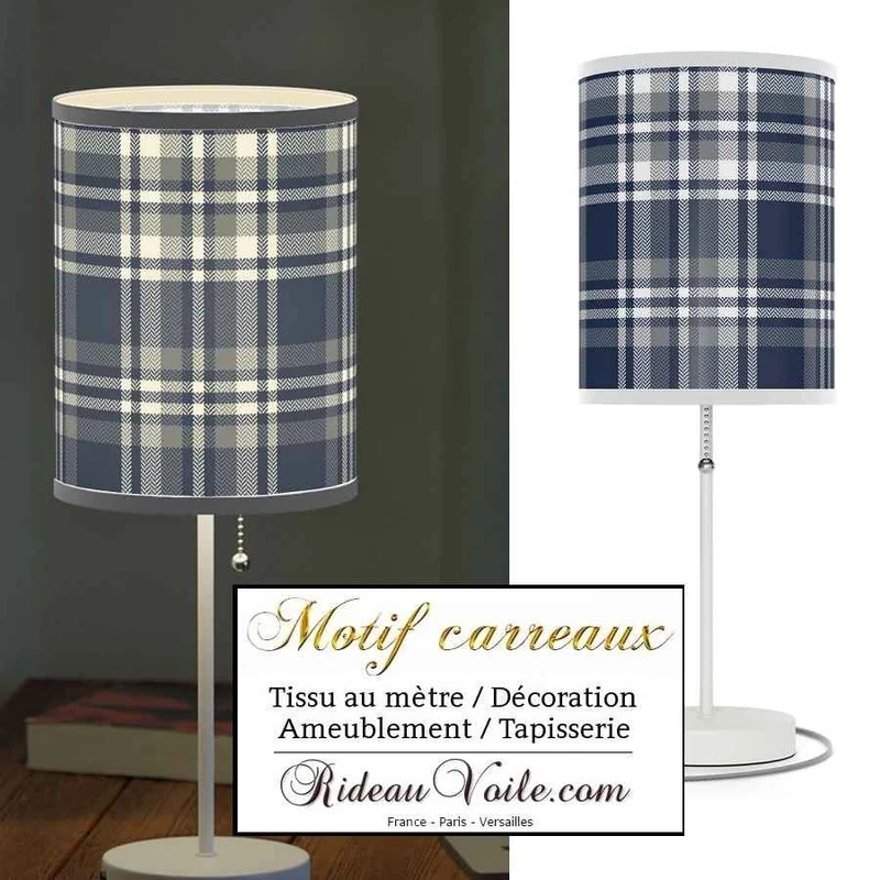 Chalets architecte décorateur d'intérieur Luxe velours tissu carreaux tartan Bleu