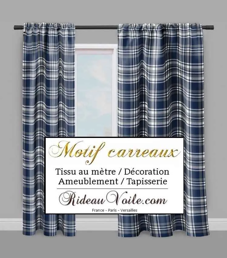 Chalets architecte décorateur d'intérieur Luxe velours tissu carreaux tartan Bleu