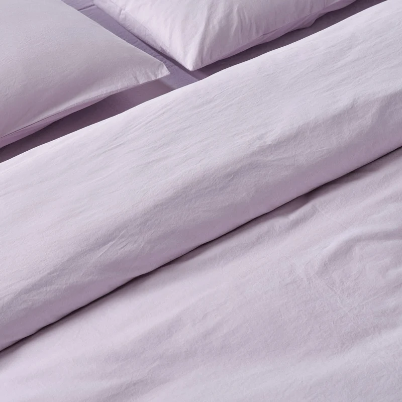 Housse de couette en percale de coton lavé 300 fils • Lilas