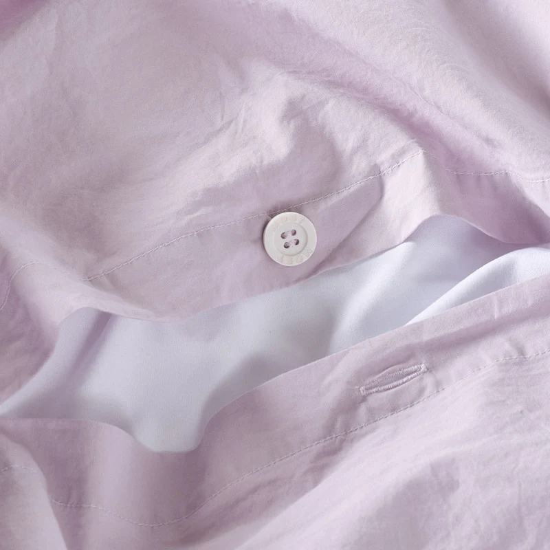 Housse de couette en percale de coton lavé 300 fils • Lilas