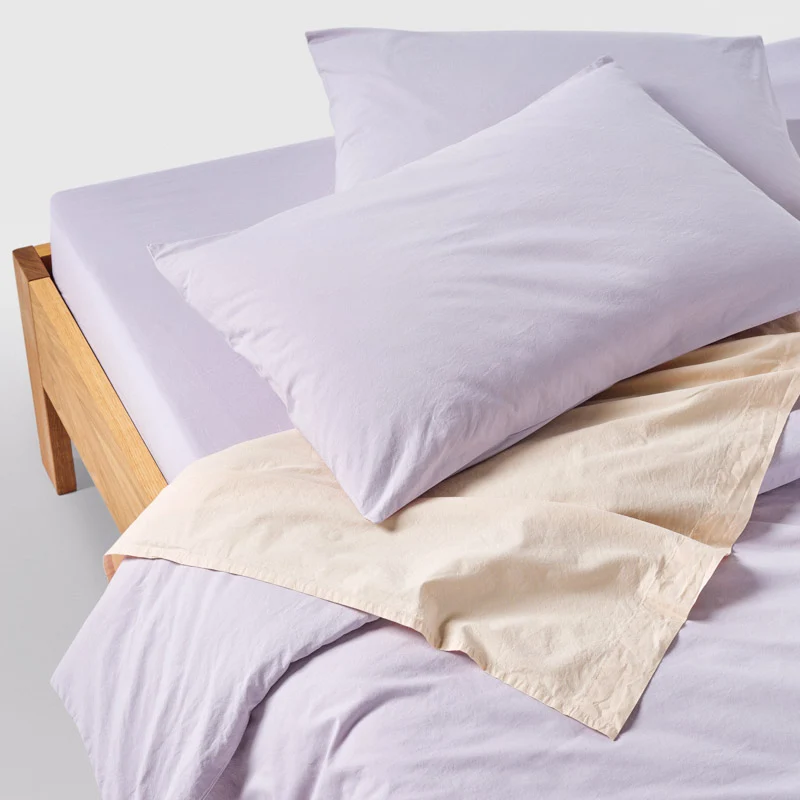 Housse de couette en percale de coton lavé 300 fils • Lilas