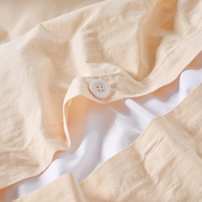 Housse de couette en percale de coton lavé 300 fils • Jaune Mimosa